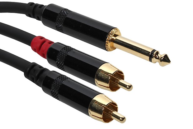 Immagine SuperFlex GOLD SFP-Y05RQ Dual RCA to Single 1/4" TS Y Patch Cable - 5' - 1