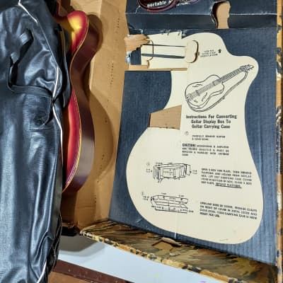 Vintage 1970's Emenee Tiger Electric Guitar, Amp, Gig Bag And Case image 4