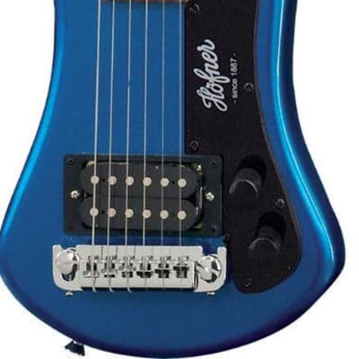 Hofner HCT Shorty Electric Travel Guitar - Blue image 2