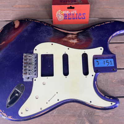 Real Life Relics Custom Class Strat® Stratocaster® Body Heavy Relic Metallic Purple Over Sunburst  #1  3 Lb 15 Oz image 2