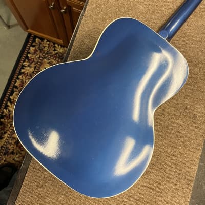 Silvertone Kentucky Blue 1950s Archtop with Dave Grohl magazine and Vintage Kluson Deluxe tuners image 3