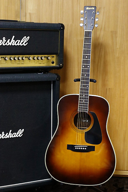 80s made Japan Vintage MORRIS Acoustic Guitar MD-505 Sunburst