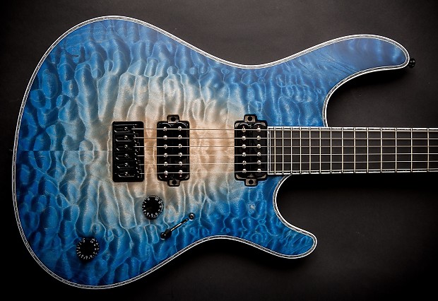 Mayones Regius 6 Trans Natural Fade Blue Burst 4A Quilt w