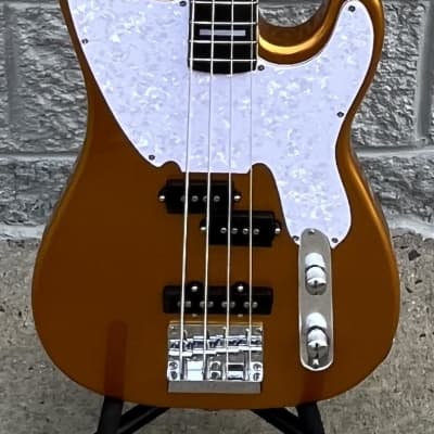 GAMMA Custom Bass Guitar T23-02, 4-String Delta Star Model, Lava Gold image 2