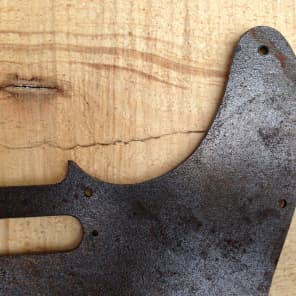Rusted black telecaster pickguard. heavy distressed, rust holes, one of a kind for guitar building image 4