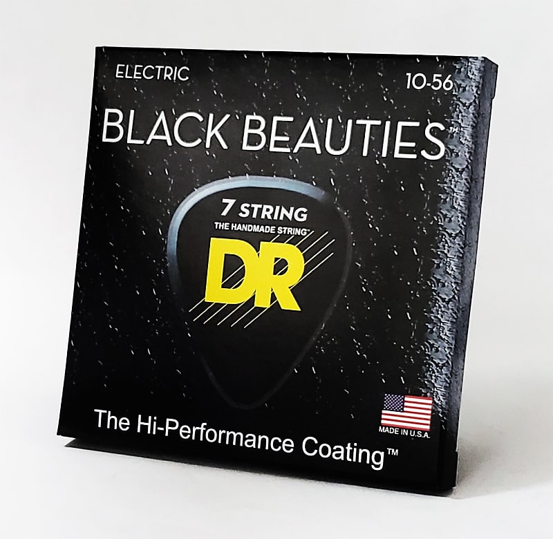 DR BKE7-10 Black Beauties Black Coated 7 string Electric Guitar Strings 10-56 image 1