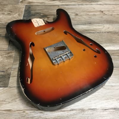 FRANCHIN Mars Thinline guitar body Relic Aged 3-Color Sunburst 100% Nitro Lacquer Double F-hole Contoured heel Alder T-type Made in Italy - Stock piece #17901123 for sale