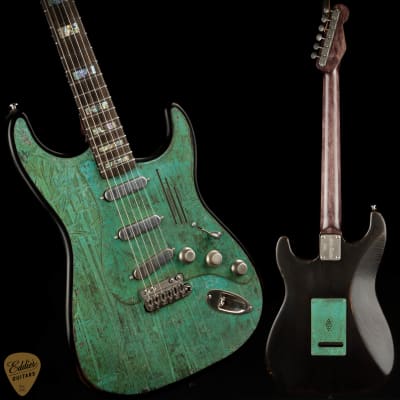 James Trussart Steel O Matic S-Style - Titanic Green Bamboo/NAMM Instrument for sale