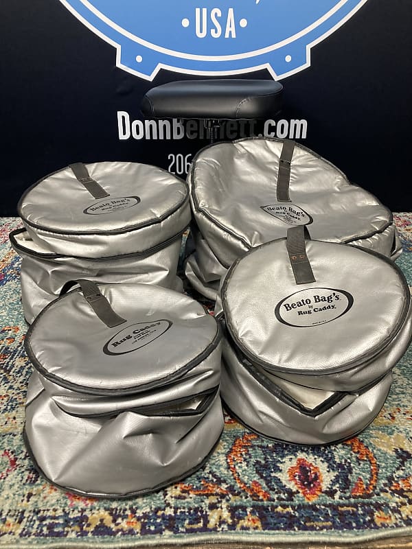 Beato Bag's by Rug Caddy - 4-Piece Soft Drum Cases, 20", 14", 12", 10" - Silver image 1