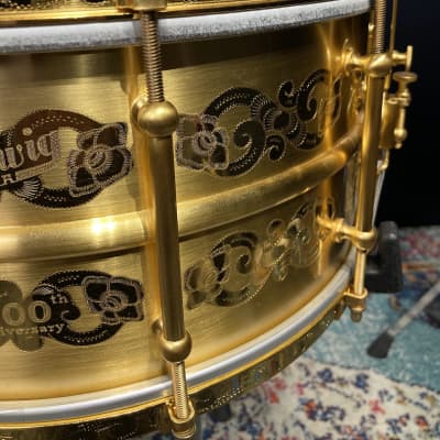 Ludwig - 14x7" Ludwig 100th Anniversary, Gold Triumphal Reissue, Snare Drum 2009 MINT!! image 6