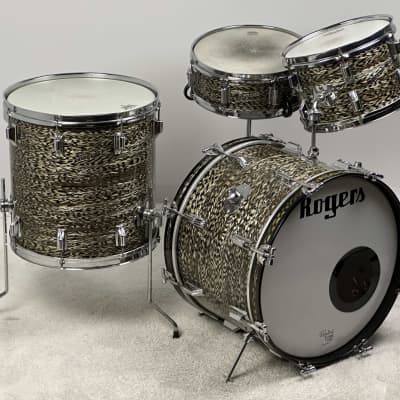 Rogers 20/12/16/5x14" 1960's Cleveland-Era Holiday Drum Set - Black Onyx image 4