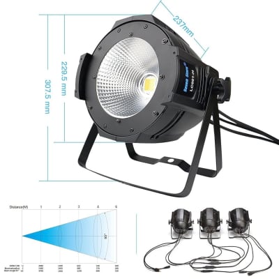  SevenStars 100W Stage Light Warm White & Cool White, COB Par  Light LED Stage Spotlight DMX DJ Lights Par Wash Light Strobe Light for  Church, Concert, Photo Studio, Wedding, Live Show 