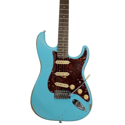 Sawtooth ES Relic Electric Guitar, Aero Blue with Tortoise Pickguard for sale