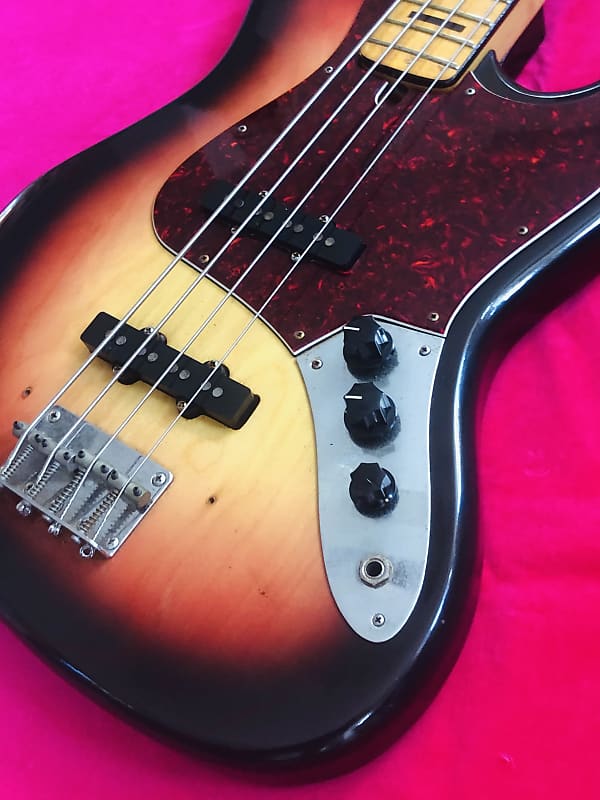 Greco JB-500S Electric Jazz Bass 1974 Sunburst Block Inlays