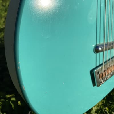 Jerry Jones Longhorn Bass6 bassVi 90’s  - Turquoise image 8