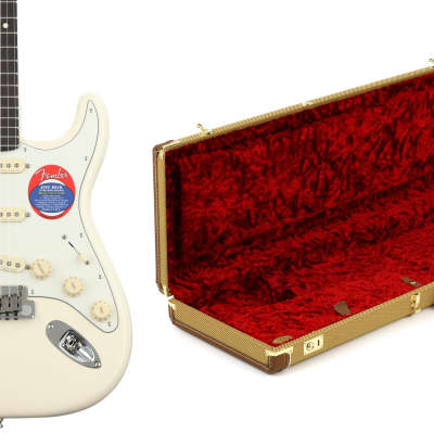 Fender Jeff Beck Stratocaster - Olympic White with Rosewood Fingerboard  Bundle with Fender G&G Deluxe Hardshell Case for Stratocaster / Telecaster - Tweed with Red Poodle Plush Interior image 1