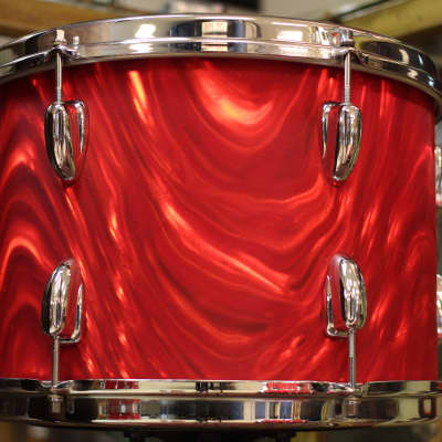 1966 Slingerland 'Modern Combo' in Red Satin Flame 14x18 14x16 9x13 9x10 image 8