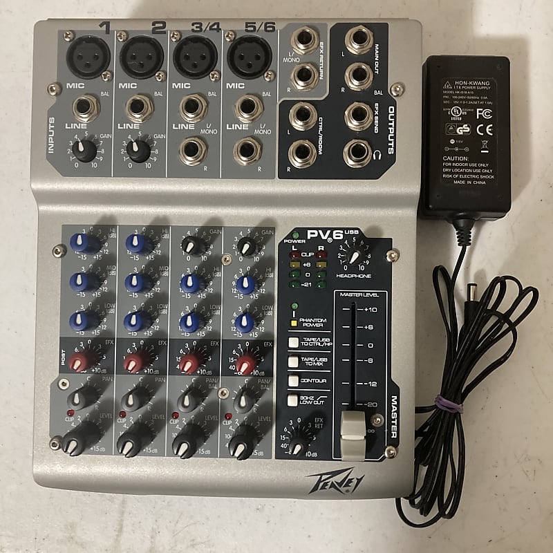 Peavey PV6 USB 6Channel Mixer Reverb