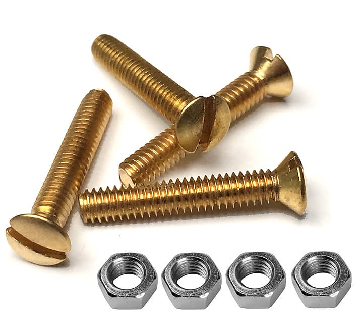 Brass Oval Head Slotted Screws and Nuts for Vox Handles imagen 1