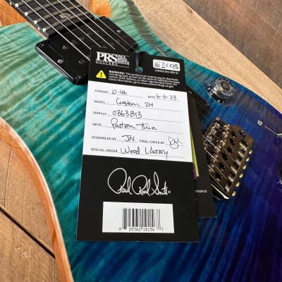 PRS Custom 24 Wood Library Flame Maple 10-Top  Torrefied Maple Neck African Blackwood FB - Blue Fade 363813 image 17