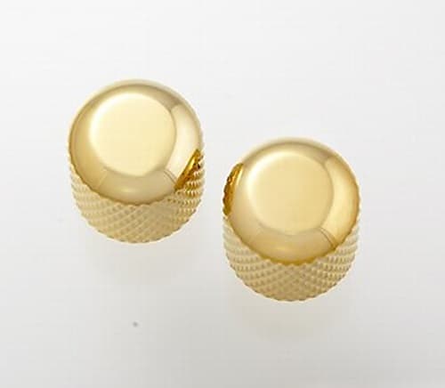 Guitar Dome Knobs (2) For USA Solid Shaft Pots - GOLD image 1