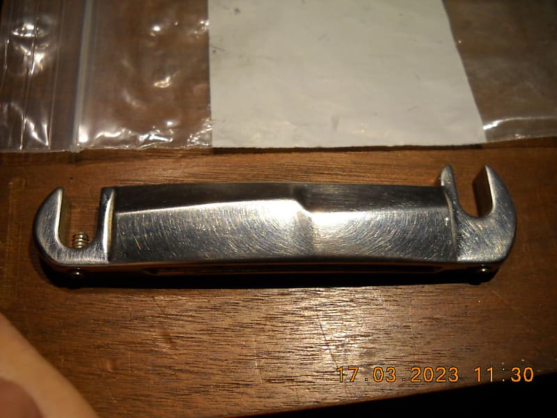 Gibson Replacement Joe Glaser Wrap-Around Compensated Tailpiece, 1953 - 1960  Replacement Bridge “Stud Finder” (Aged Nickel) image 1