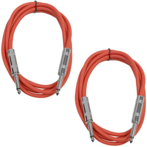 Seismic Audio SASTSX-6-REDRED 1/4" TS Male to 1/4" TS Male Patch Cables - 6' (2-Pack)