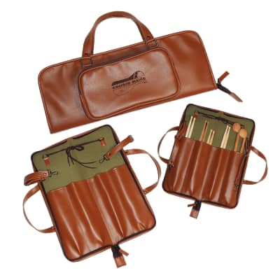 Corsaro Music Drumstick Bag (Vegan Leather) Holds drumsticks mallets & more stylish chic large size floor-tom hooks image 7