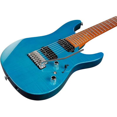 Ibanez MM7 Martin Miller Signature Electric Guitar Transparent Aqua Blue image 6