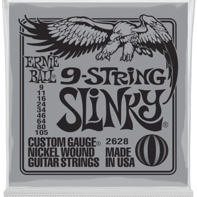Ernie Ball 2628 Regular Slinky Nickel Wound Electric Guitar Strings - .009-.105 9-string image 1