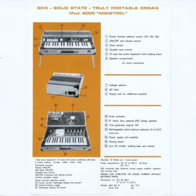 (Video) *Serviced* Rare 1960s Eko Minstrel Italian Electric Organ Synth | Vintage Analog Synthesiser image 23