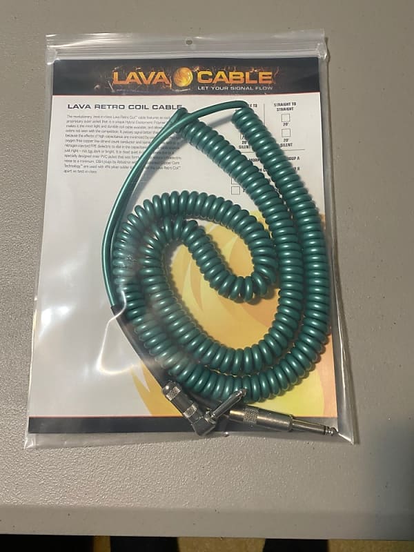 Lava Cable Retro Coil Metallic Green Right Angle to Straight image 1