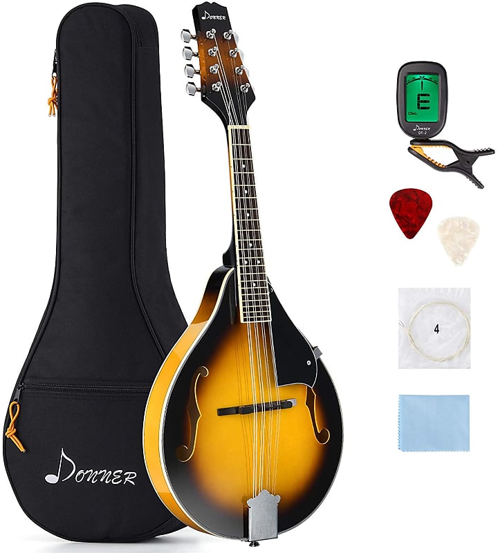 A Style Mahogany Mandolin with Tuner String Gig Bag and Guitar Picks Bundle Full Kit image 1