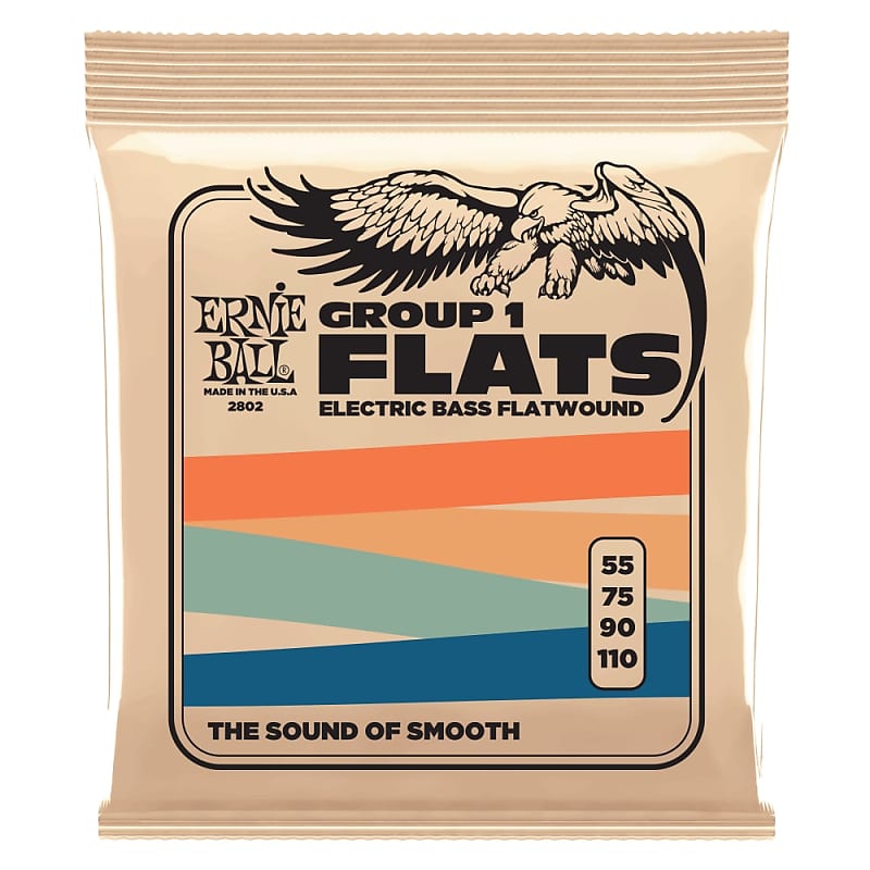 Ernie Ball 2802 Flatwound Group I Electric Bass Guitar Strings gauges 55-110 image 1