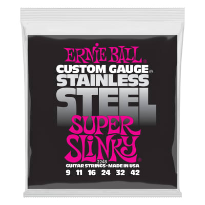 Ernie Ball Super Slinky Stainless Steel Wound Electric Guitar Strings 9-42, P02248 image 1