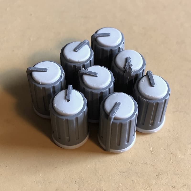 (8) 1990s Peavey Mixer/PA Knobs White & Grey Reverb