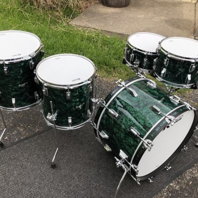 Rogers USA Covington Drum Set 5pc Green Marine Pearl 22" Exclusive Shell Pack image 2