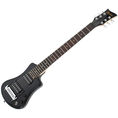 Hofner Deluxe Shorty Electric Travel Guitar w/ Gig Bag - Black image 1