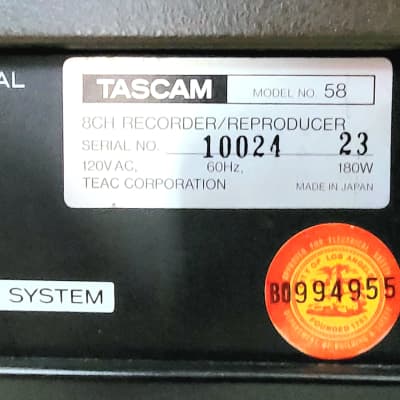 TASCAM 58 Pro Serviced 8 Track Open Reel 1/2" Recorder TEAC image 21