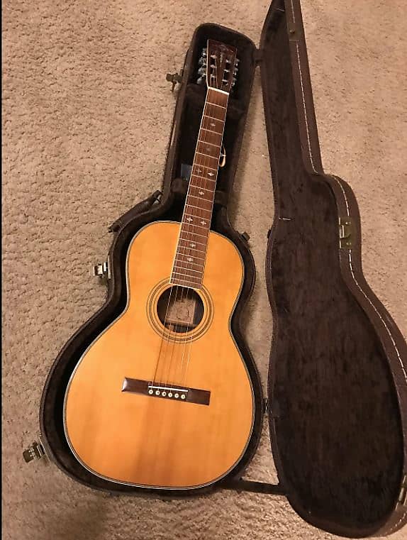 Vintage 1970's Mountain M-34 0-Style Parlor Acoustic Guitar Natural Finish Made In Japan Bild 1
