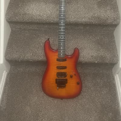 Mighty Mite Super Strat Copy 2022 Red/orange flame | Reverb