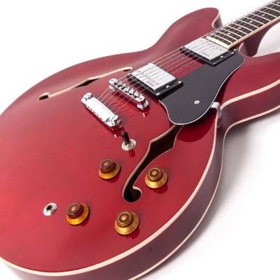 Mint Vintage VSA500CR VSA500 Semi-Hollow Guitar, Wilkinson Pickups, Cherry Red image 6