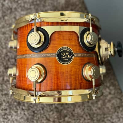 DW 25TH anniversary Anniversary Amber Lacquer Over Flame Maple 5 Piece w/snare W/MAY mic system image 9