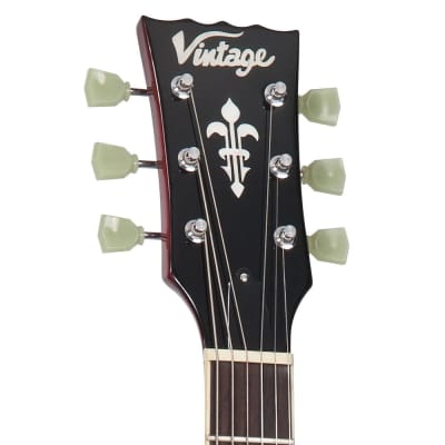 Vintage V100 ReIssued Electric Guitar - Cherry Sunburst (V100CS) image 7