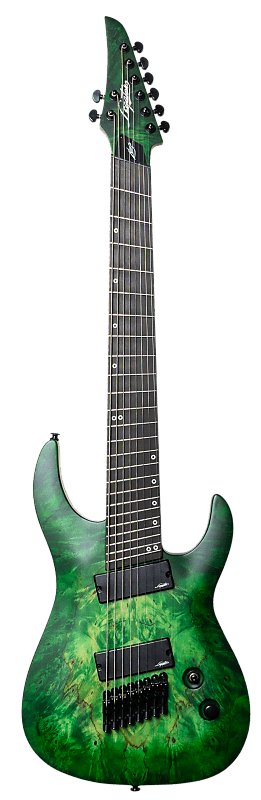 Legator Ninja Overdrive Series 8 String Multiscale Green Buckeye Burl  (Ebony FB)