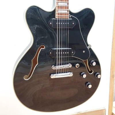 Prestige Custom Shop Musician Pro DC semi hollow electric guitar, Trans Black finish image 2