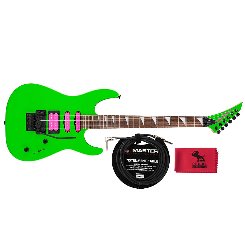 Jackson X Series Dinky DK3XR HSS Neon Green Guitar w/ 10ft Cable & Cloth image 1