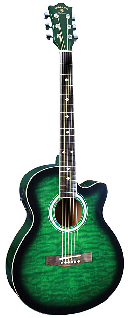 Indiana MAD-QTGR Madison Elite Quilted Concert with Cutaway and Electronics Green image 1