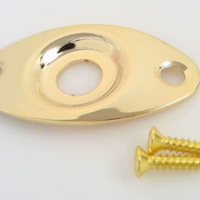 True Custom Shop® Gold Recessed Oval Dented Football Jack Plate for Fender Tele Strat Bass for sale