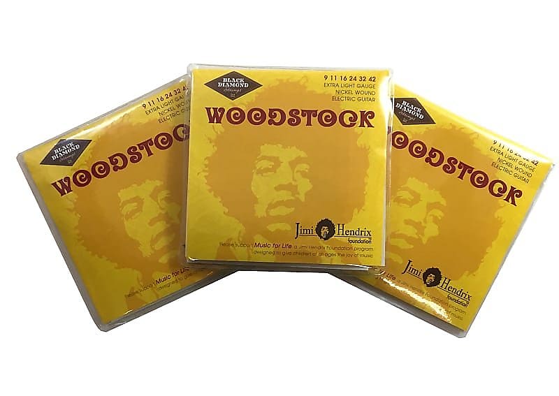 Black Diamond Guitar Strings 3 Pack Woodstock Electric Medium 9 42